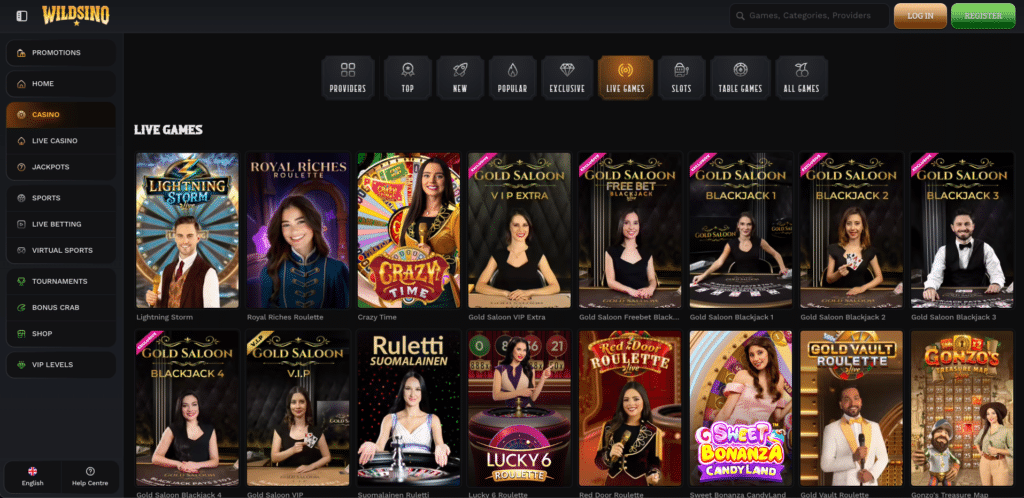 Wildsino interface